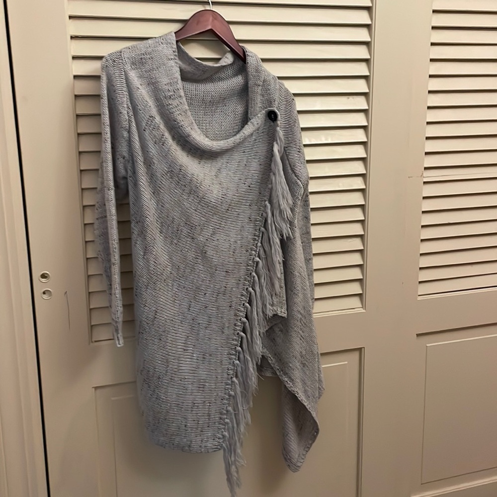 Gray Fringe sweater shrug